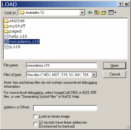 LOAD dialog