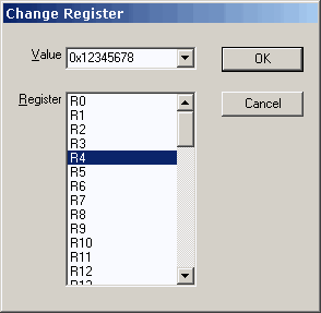 Change Register dialog