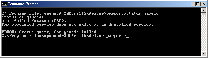 giveio status - failed