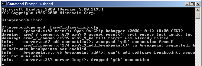 OpenOCD output