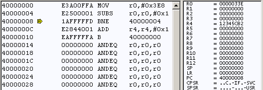 Run/Stop button in run state